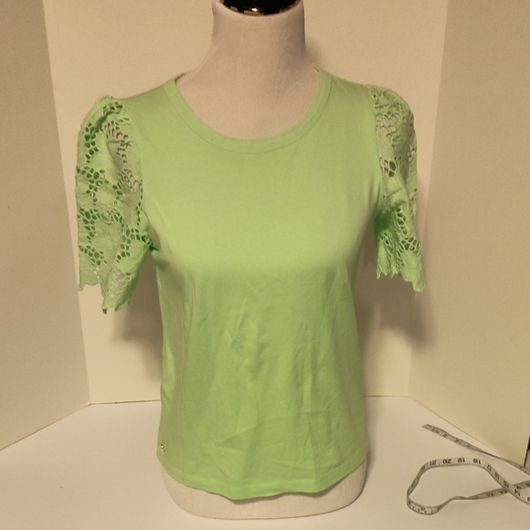 Lilly Pulitzer Tops - Lilly Pulitzer Sebene Knit Top Cool Mint Green Large Eyelet Cotton Size Xsmall